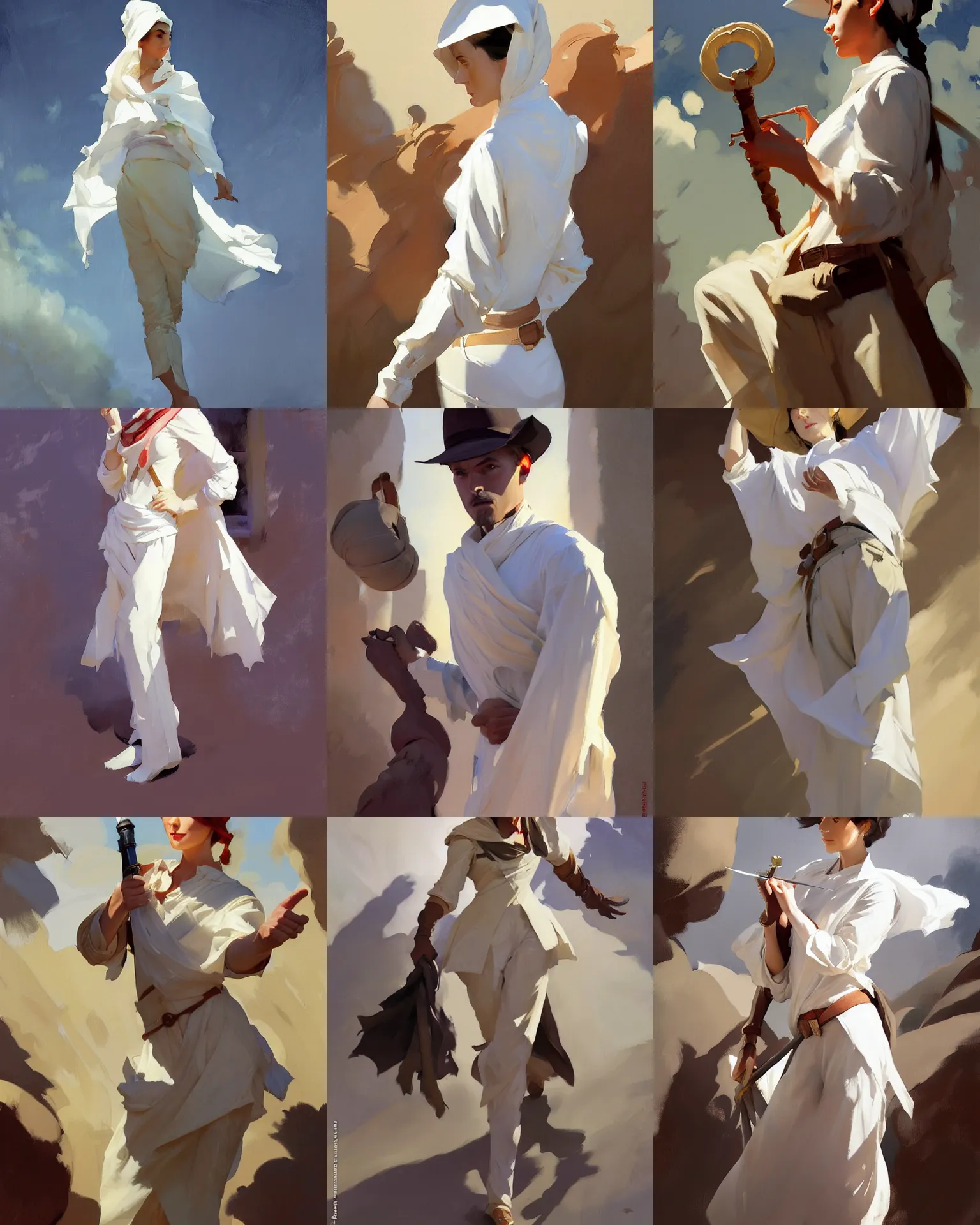 Image similar to white cloth fabric jodhpurs greg manchess painting by sargent and leyendecker, studio ghibli, fantasy, medium shot, asymmetrical, intricate, elegant, matte painting, illustration, hearthstone, by greg rutkowski, by greg tocchini, by james gilleard, by joe fenton