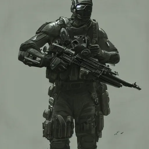 Image similar to Mercenary Special Forces in grey uniforms with black armored vests dying in 2020, by Cedric Peyravernay, highly detailed, excellent composition, cinematic concept art, dramatic lighting, trending on ArtStation