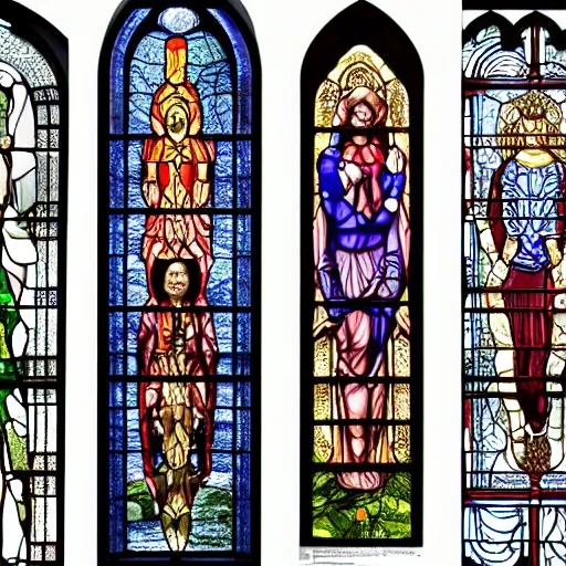 Prompt: stained glass windows designed by alex grey