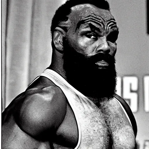 Image similar to mr. t in the ufc octagon against joe biden, detailed facial expressions, 1 9 8 0 s aesthetic