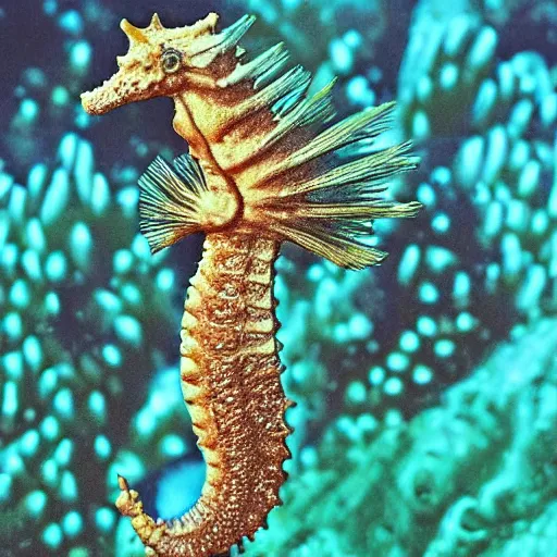 Image similar to a beautiful photo of a realistic seahorse