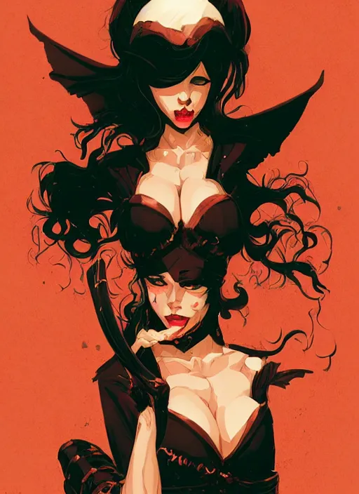 Image similar to beautifull succubus, cute face. dark fantasy, d & d, artstation, art by petros afshar, tom whalen, laurie greasley and greg rutkowski and ilya kuvshinov