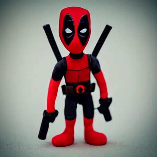 Image similar to deadpool claymation, frightening