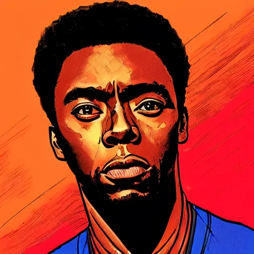 Image similar to “ chadwick boseman retro minimalist portrait by jean giraud, art of moebius, sharp, smooth face, comic, 8 k ”