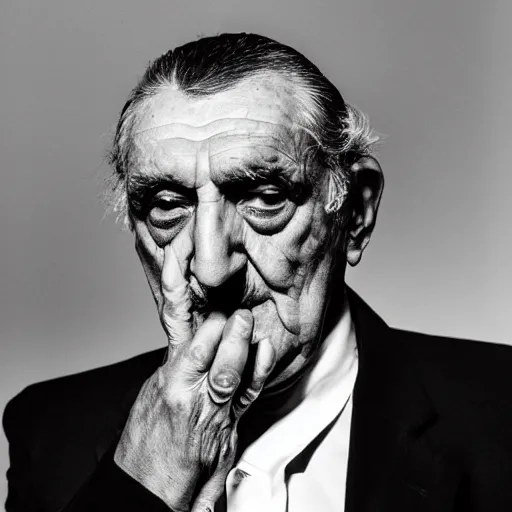 Image similar to beautiful professional black and white portrait photograph of lino ventura smoking, hyperrealistic, studio lighting, stunning, 4 k