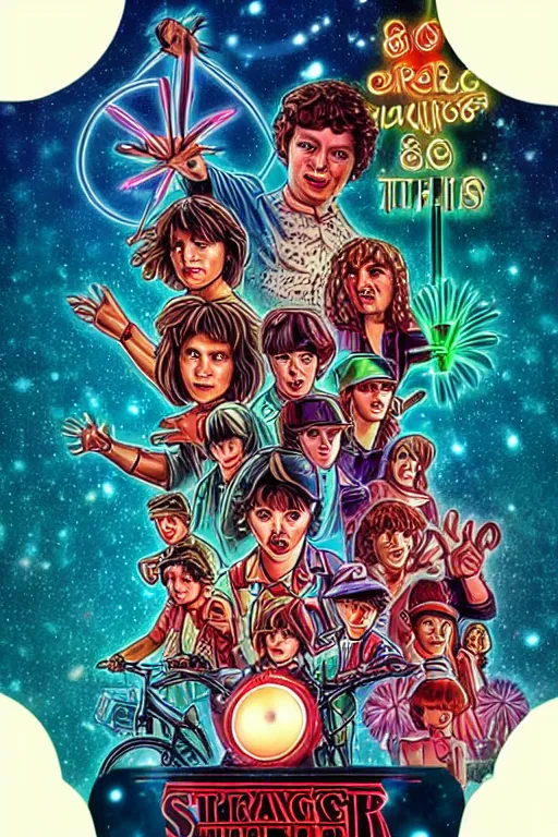 Prompt: 80's cocktail poster in style of Stranger Things