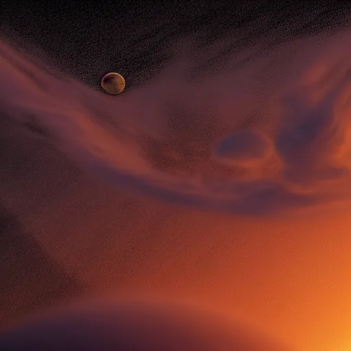 Prompt: A photograph of a sunset on the planet Venus, ground view, swirling clouds, HD, realistic, detailed, sharp, vibrant, artstation, award winning