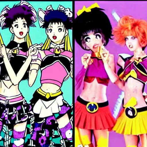 Image similar to “Sailor Scouts as a punk band, 1980s anime, Miyazaki”