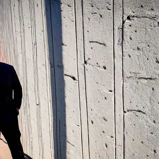 Image similar to Mike Myers (Actor/Comedian) gazing at the US-Mexican Wall, XF IQ4, f/1.4, ISO 200, 1/160s, 8K, RAW, unedited, symmetrical balance, in-frame