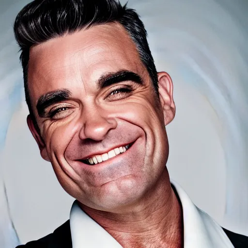 Image similar to robbie williams smiling portrait