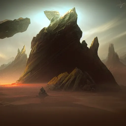 Image similar to sci - fi landscape, concept art, trending on, volumetric lighting, epic composition