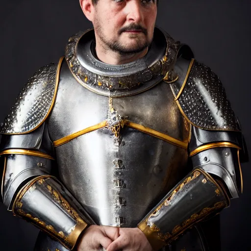 Image similar to richard iv the roman king photo, real human, soft studio lighting, 6 0 mm lens in full armor