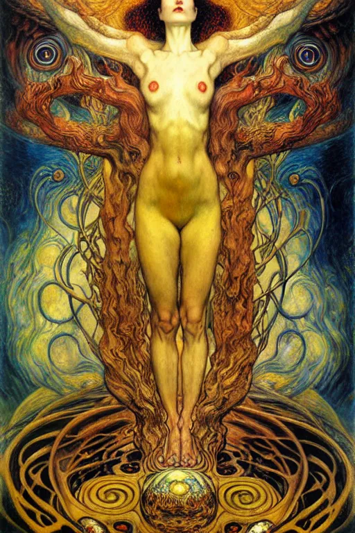 Image similar to Divine Chaos Engine by Karol Bak, Jean Delville, William Blake, Gustav Klimt, and Vincent Van Gogh, symbolist, visionary