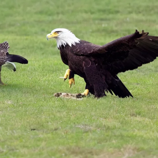 Image similar to eagle eagle eagle and a fox in a park