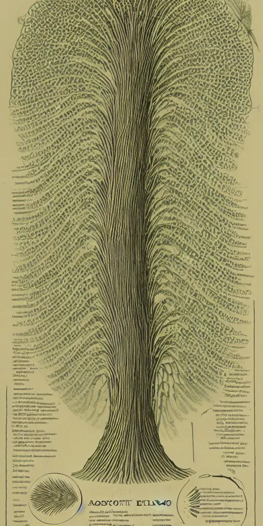 Image similar to detailed infographic by abbott fuller graves of a giant beautiful diatom tree