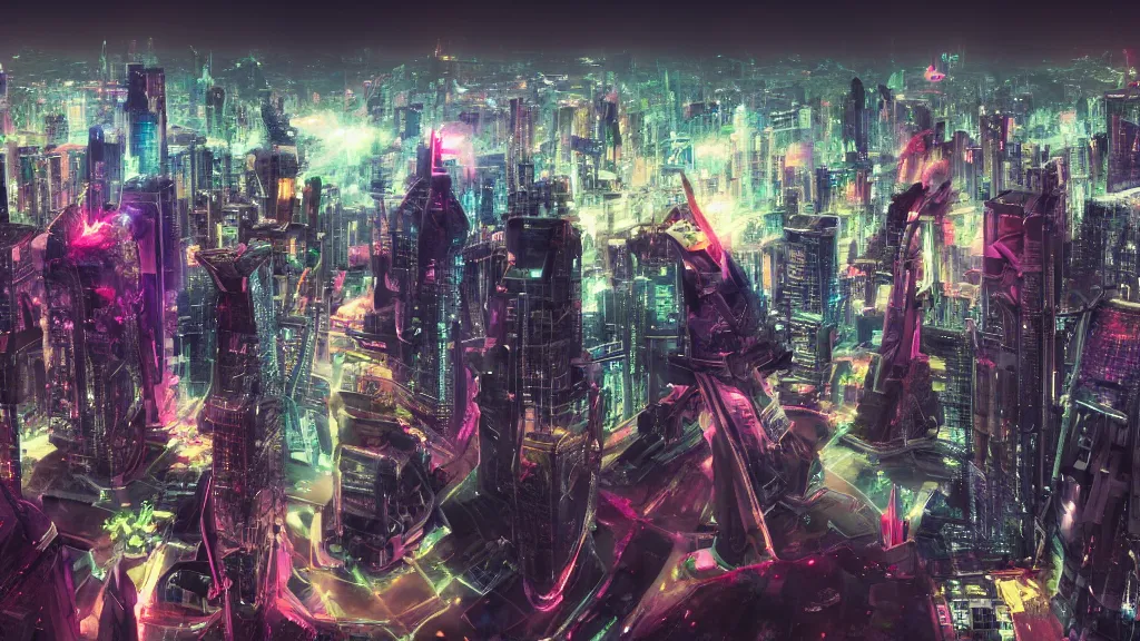 Cyberpunk city, futuristic, spaceships, towers, artwork, Sci-fi, HD  wallpaper