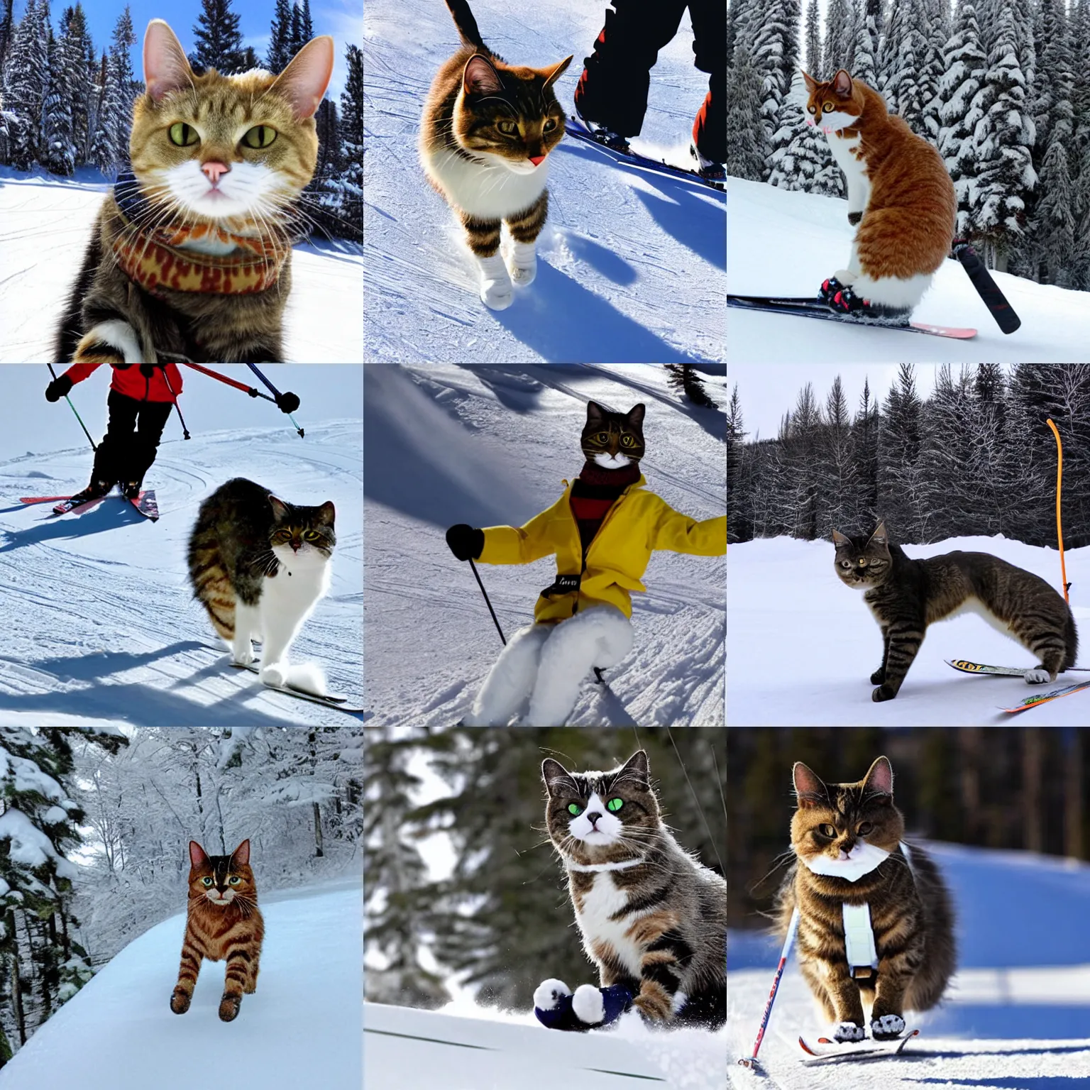 Prompt: a skiing cat