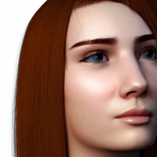 Image similar to young woman face profile with huge 1 8 inch nose octane render