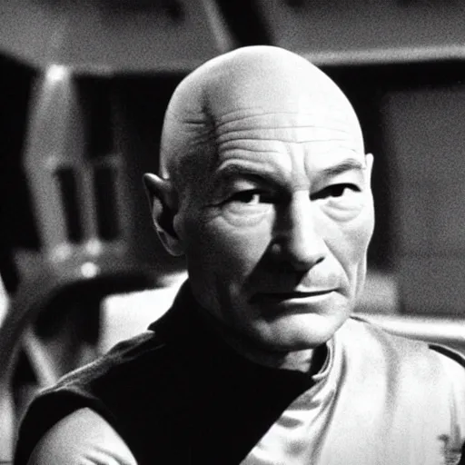 Image similar to a film still of patrick stewart in the movie star wars a new hope