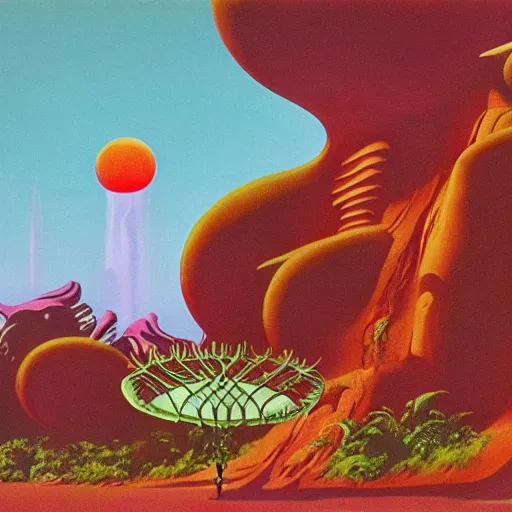 Image similar to roger dean art of a retro alien