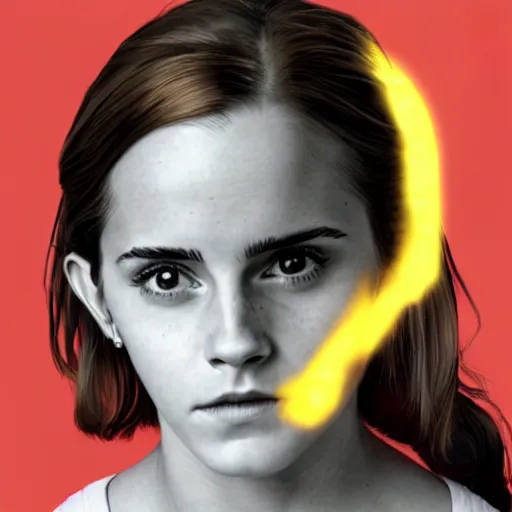 Prompt: emma wattson, as emma watson as a lightbulb with her head.