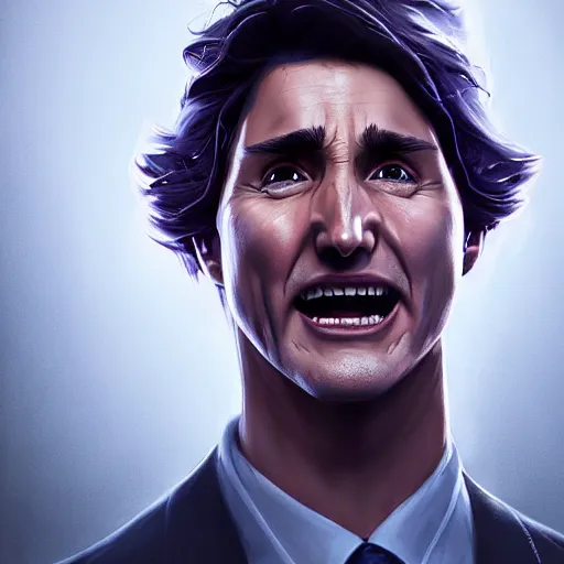 Image similar to an evil Justin Trudeau, made by Stanley Artgerm Lau, WLOP, Rossdraws, ArtStation, CGSociety, concept art, cgsociety, octane render, trending on artstation, artstationHD, artstationHQ, unreal engine, 4k, 8k,