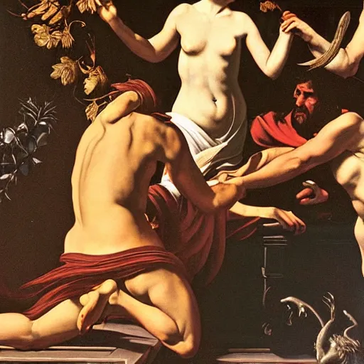 Prompt: circe of the odyssey, art by caravaggio