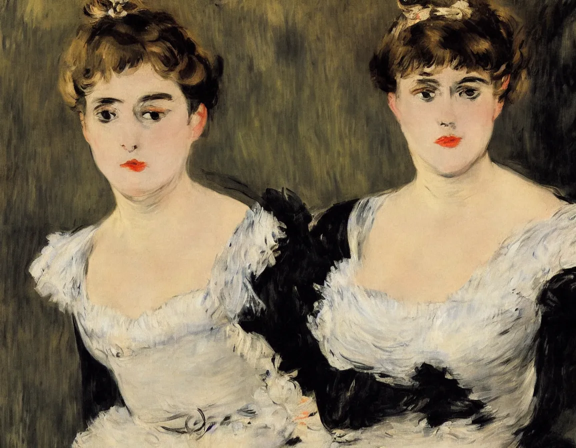 Prompt: edouard manet. a close up portrait of a marie lefebure.