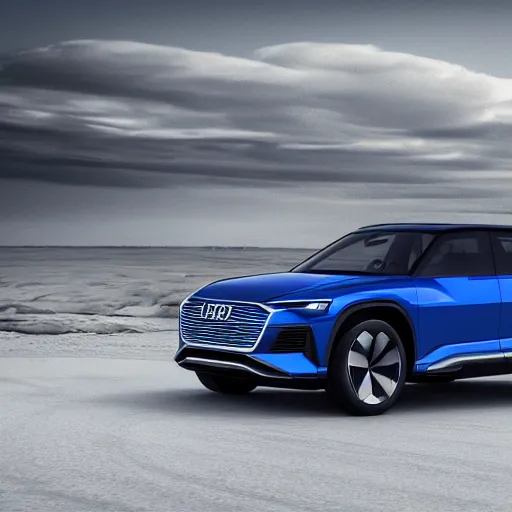 Image similar to Next futuristic design of Audi SUV based of electric vehicle. Photo realistic, 4k, hdr, high detail, realistic