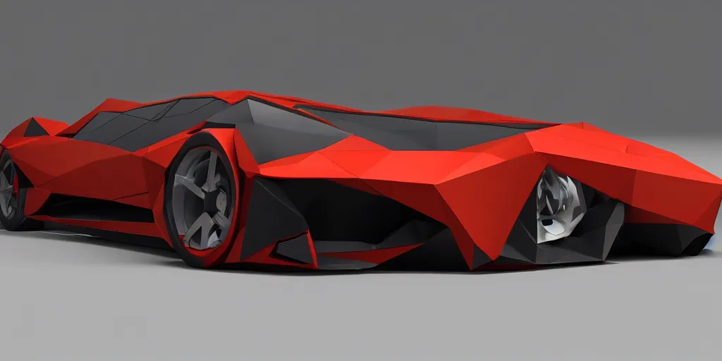 Image similar to a low poly object of a sport car, unreal engine