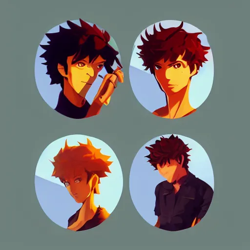 Image similar to face icon stylized minimalist cowboy bebop, loftis, cory behance hd by jesper ejsing, by rhads, makoto shinkai and lois van baarle, ilya kuvshinov, rossdraws global illumination