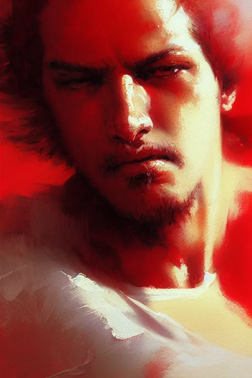 Prompt: close up bright red shrimp in a white t - shirt and white shorts, extremely detailed portrait dnd, painting by gaston bussiere, craig mullins, greg rutkowski, yoji shinkawa