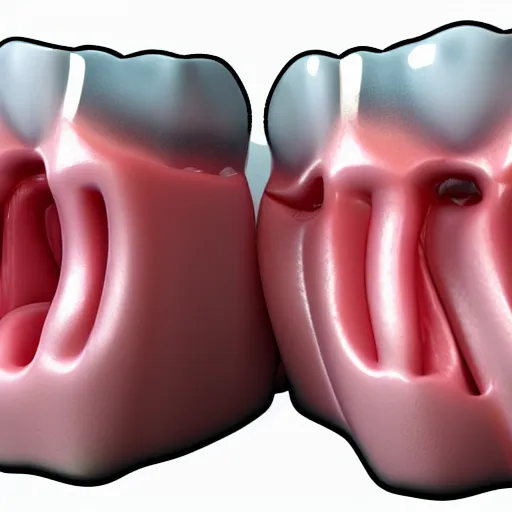 Image similar to poorly rendered 3 d set of teeth