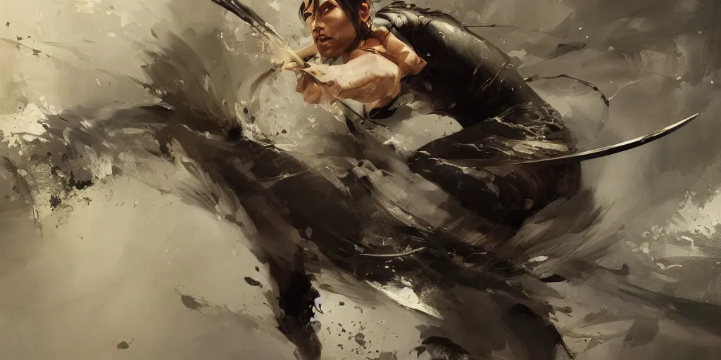 Image similar to highly detailed beautiful oil painting of samourai, splash, sharp focus, dramatic, dynamic lighting, elegant, harmony, beauty, masterpiece, by riccardo federici, by james jean, by craig mullins, by jeremy mann, by makoto shinkai, by krenz cushart, by greg rutkowski, illustration, ink draw, pen