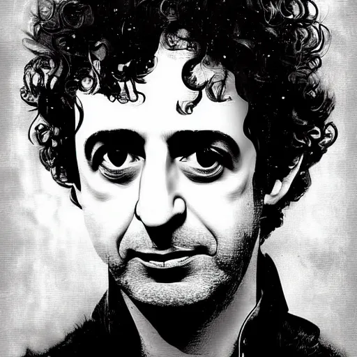 Image similar to gustavo cerati made of the universe, digital art