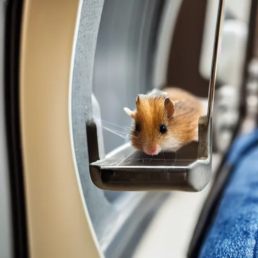 Image similar to photo of a metro, a tiny hamster is sitting on a seat, various poses, unedited, soft light, sharp focus, 8 k