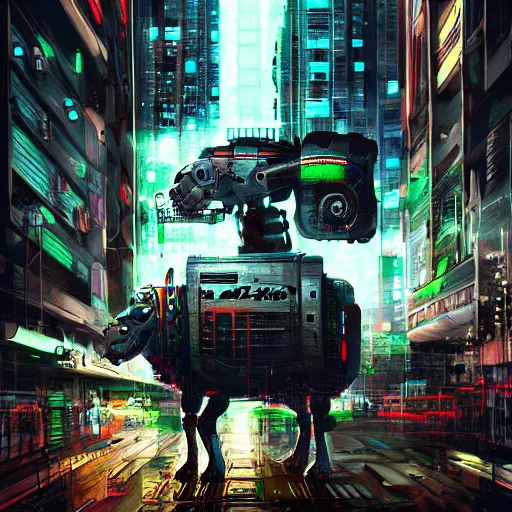 Image similar to ram sheep robot in a cyberpunk city, intricate, sinister, futuristic, ultra realistic, hyper detailed, cinematic, digital art, artstation, trending,