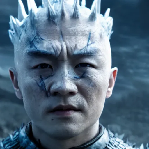 Prompt: justin sun as night king in game of thrones, 4 k, epic, cinematic, focus, movie still, fantasy, extreme detail, atmospheric, dark colour, sharp focus