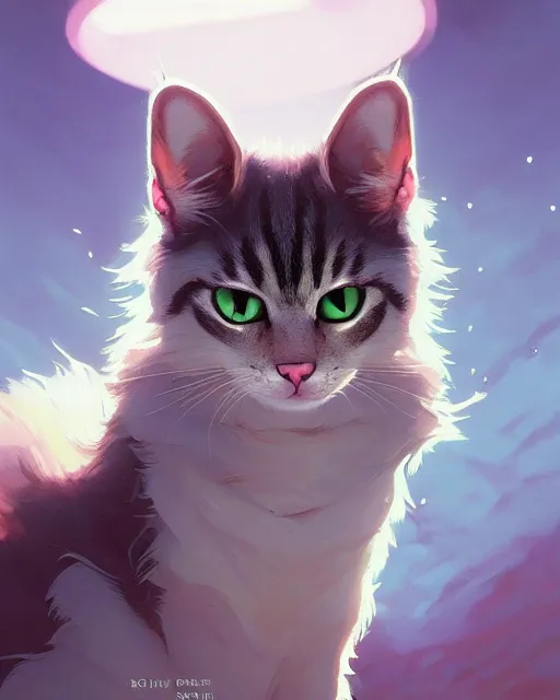 Prompt: highly detailed vfx portrait of a cute cat, unreal engine, greg rutkowski, loish, rhads, beeple, makoto shinkai and lois van baarle, ilya kuvshinov, rossdraws, tom bagshaw, alphonse mucha, global illumination, detailed and intricate environment