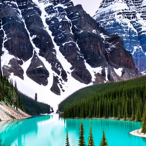 Image similar to realistic photo of Moraine lake in Alberta, Canada, beautiful, Nikon D850