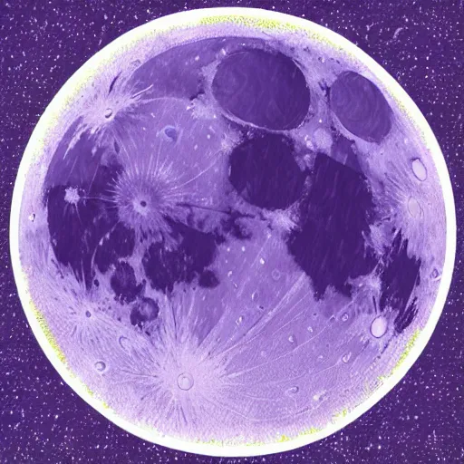 Image similar to beautiful detailed flat vector art of the moon, blue and purple with black background, style of jonathan ball