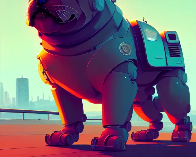 Prompt: robot shaped like a chow chow, hyper - realistic, gta v cover art, celshading, sharp focus, intricate, detailed, rhads, andreas rocha, makoto shinkai, lois van baarle, ilya kuvshinov, greg rutkowski, dynamic lighting, grunge aesthetic, 4 k