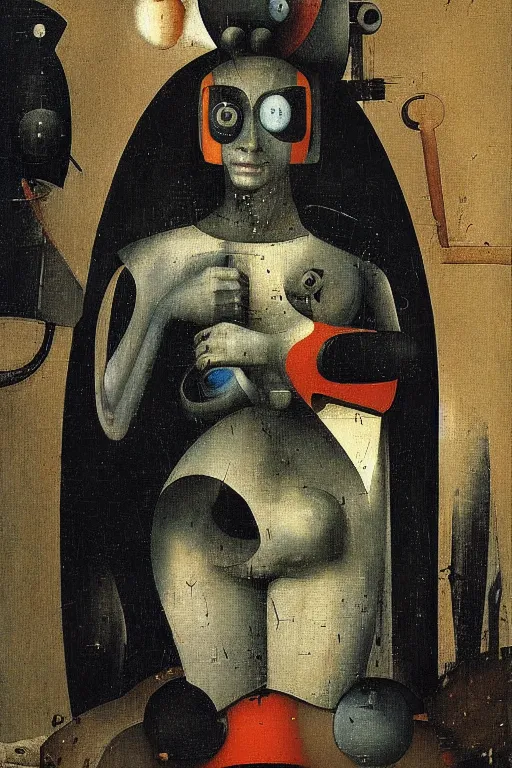 Image similar to Abstract. Portrait of a cyborg woman. Hieronymus Bosch.