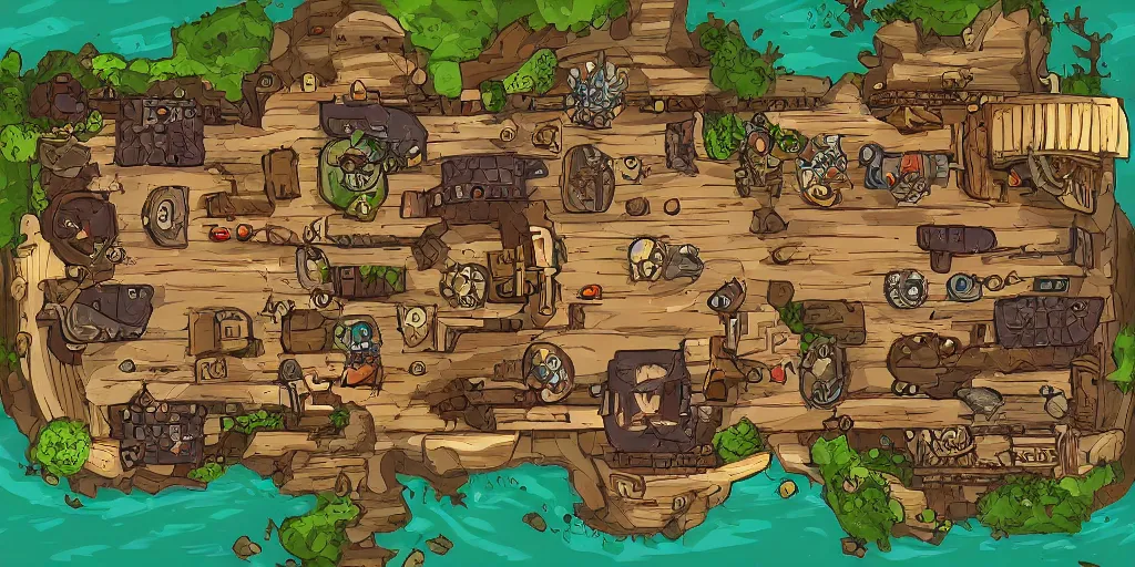 Image similar to A high detailed vector art presenting an aerial view of a RPG tavern by dofus , Patreon content, containing tables and walls, HD, straight lines, vector, grid, dnd map, map patreon, fantasy maps, foundry vtt, fantasy grounds, aerial view ,dungeondraft , tabletop, inkarnate, dugeondraft, roll20