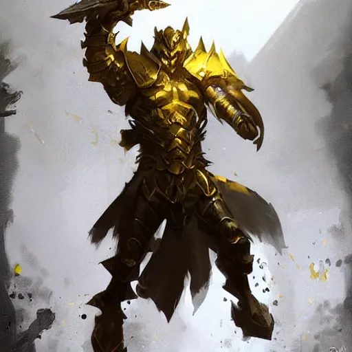 Image similar to yellow battle hammer, fantasy game art by greg rutkowski, fantasy rpg, league of legends