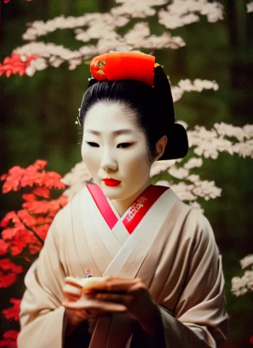 Prompt: Portrait Photograph of a Japanese Geisha Agfa Optima 100