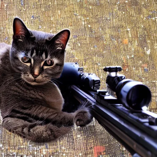 cat with sniper rifle