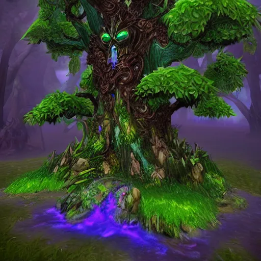 Prompt: Druid in tree form from world of Warcraft. Unreal engine. HDR
