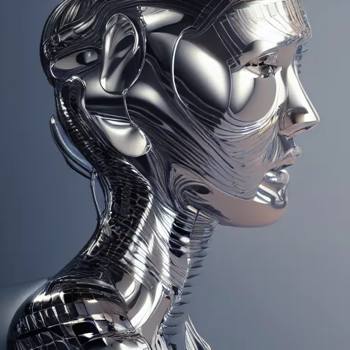 Prompt: futuristic typographic composition, chrome, hajime sorayama, airbrush, high detail, octane render, 4 k