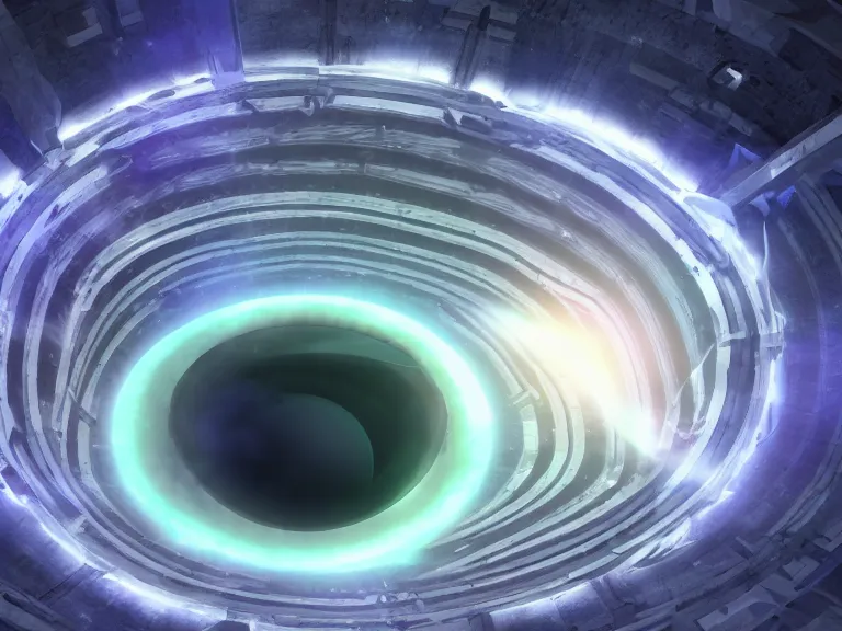 Image similar to fusion generation inside a torus, plasma, scifi scene, vacuum of space, volumetric lighting, high resolution, very detailed, concept art